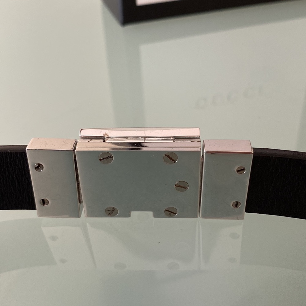 NIB Auth GUCCI leather BELT w/logo buckle 28”/71.5 cm ITALY - Picture 10 of 16